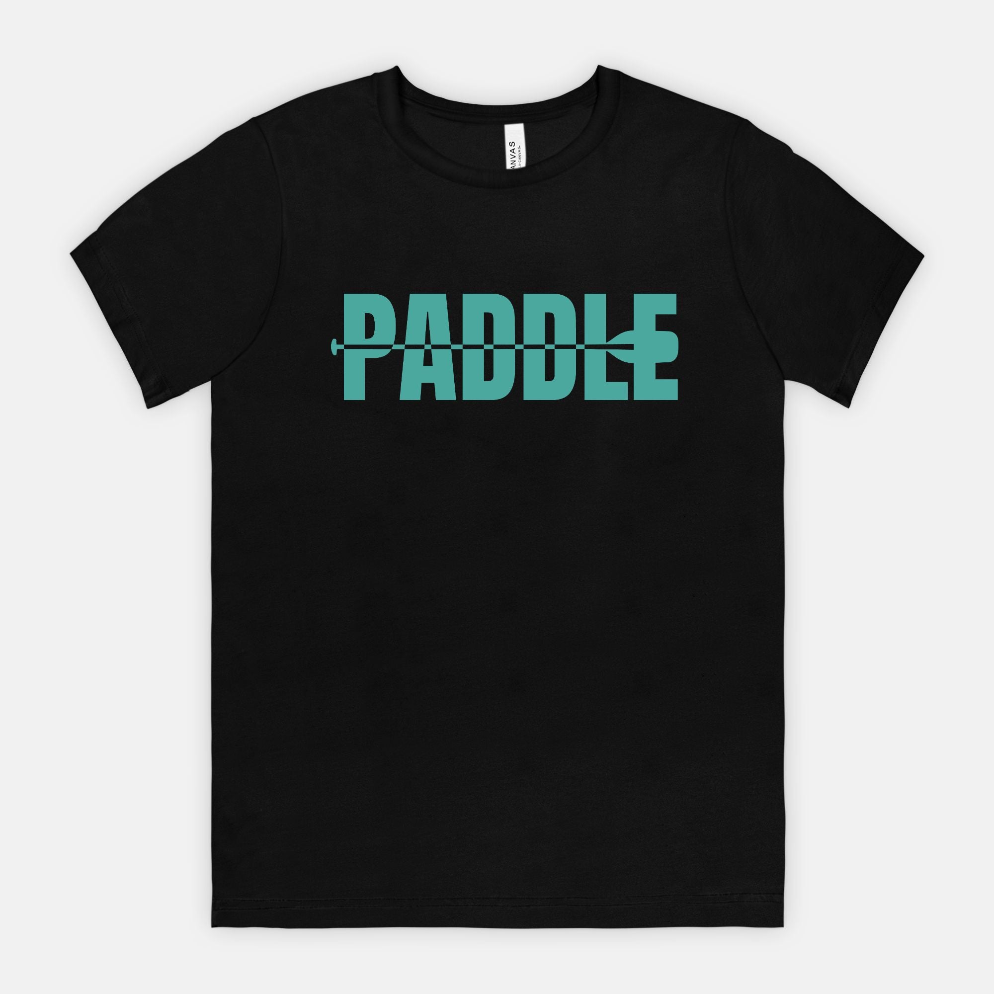 Paddle Black Tee with Teal Lettering