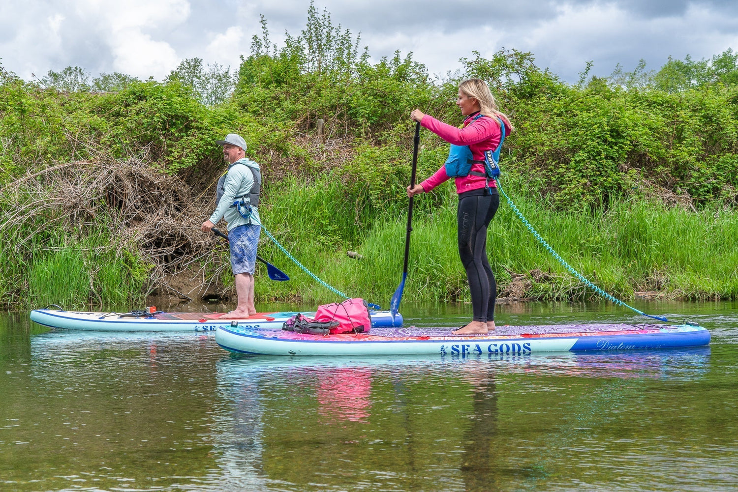 paddleboarding with partner