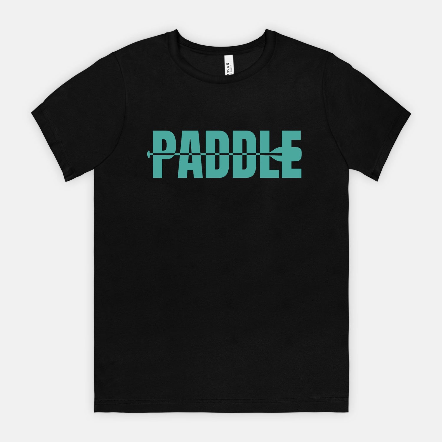 Paddle Black Tee with Teal Lettering