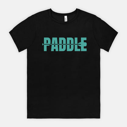 Paddle Black Tee with Teal Lettering