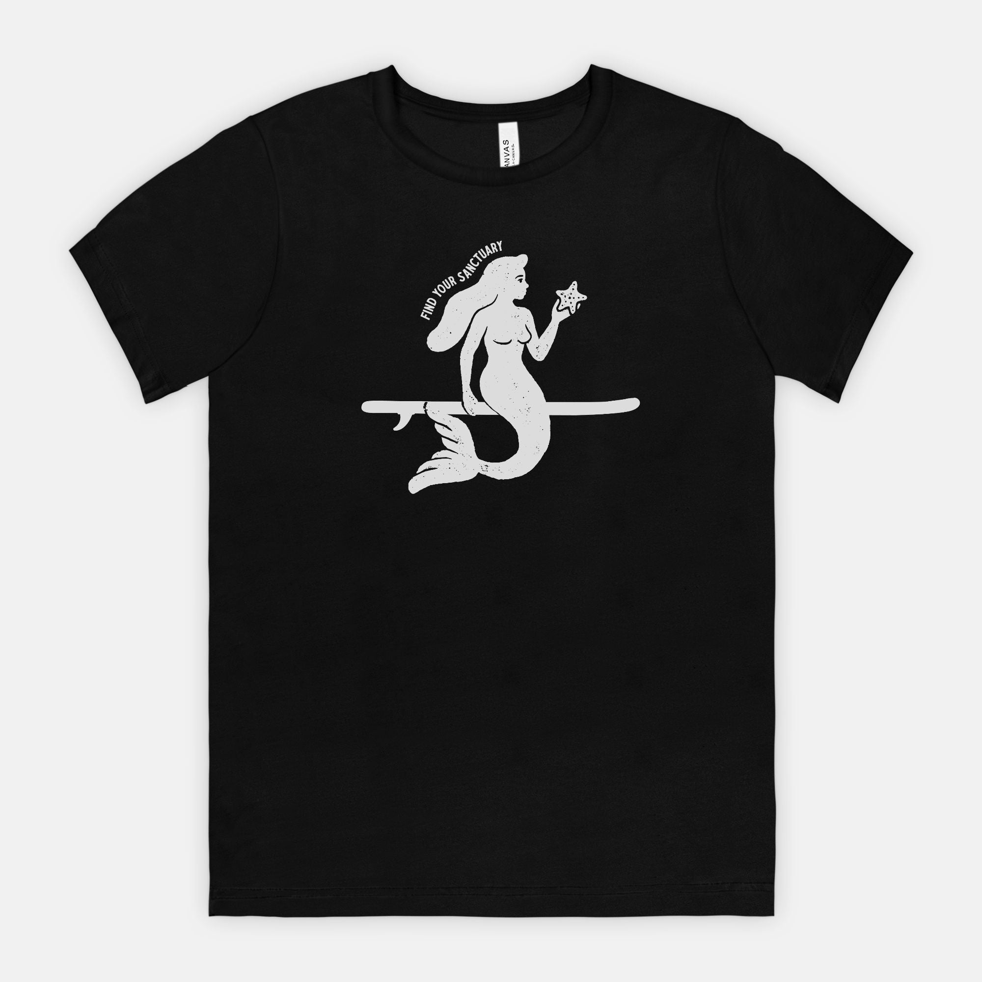 Find Your Sanctuary Black Tee White Lettering Tee