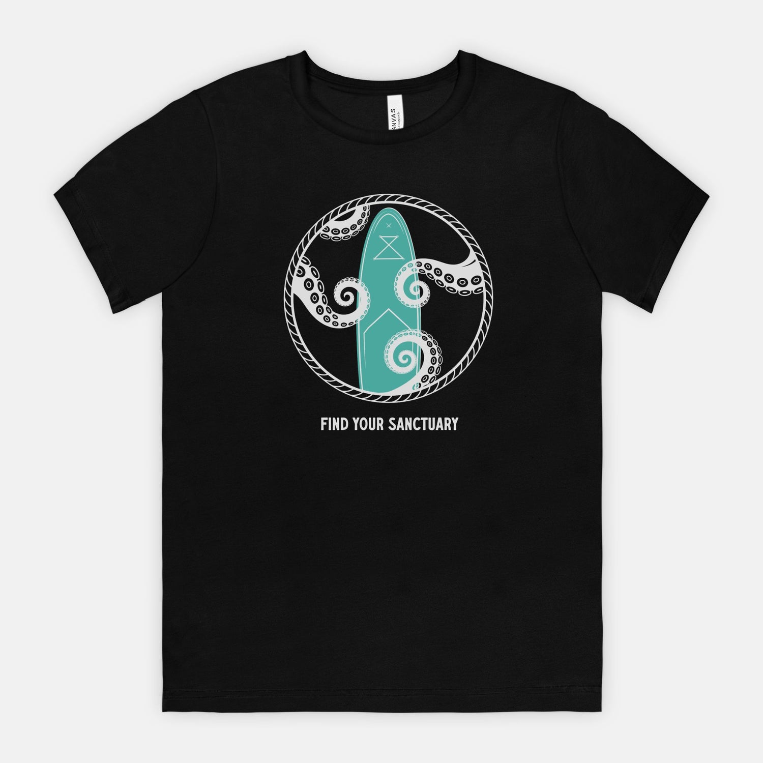 Find Your Sanctuary Kraken Paddleboard Black Tee