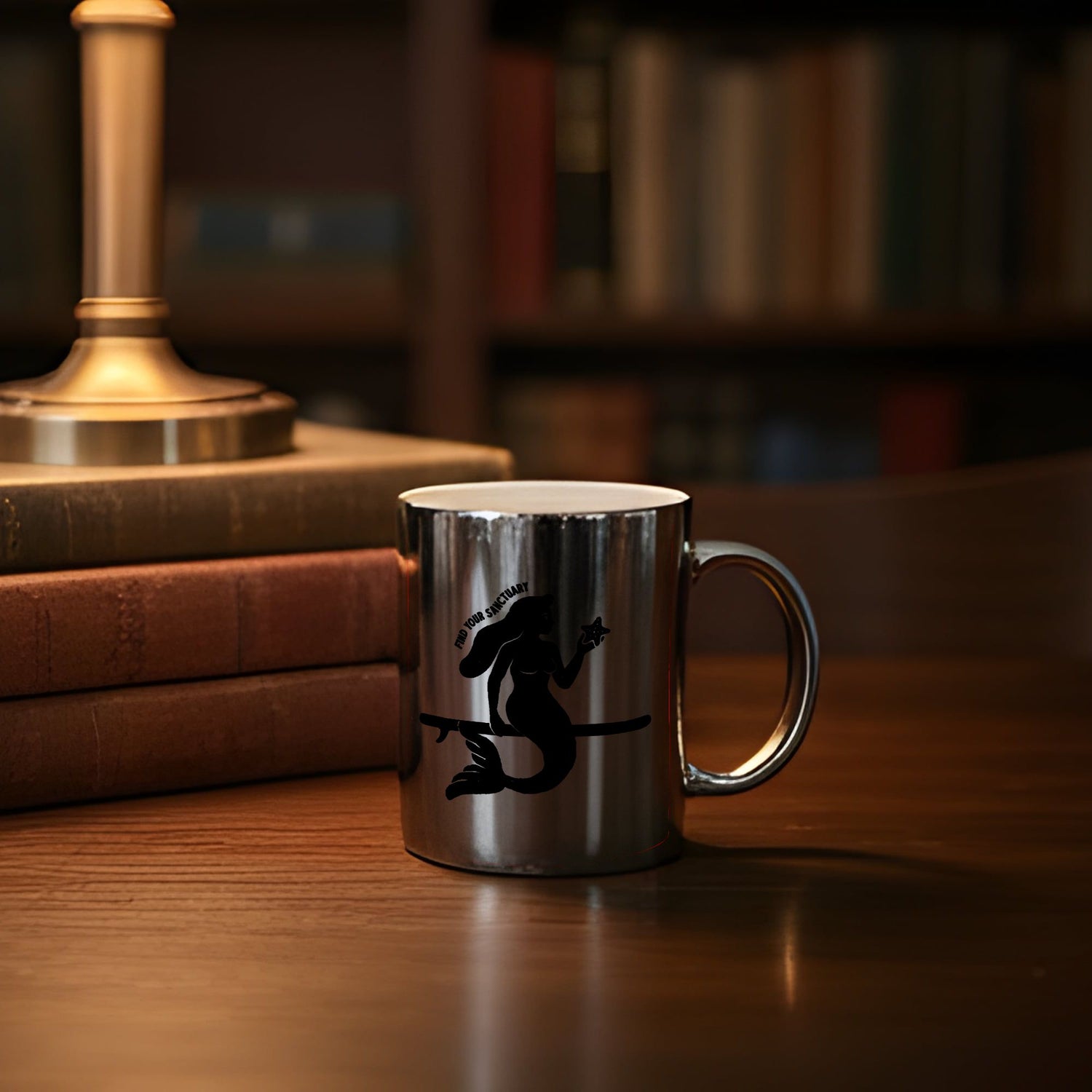 Find Your Sanctuary Mermaid Paddleboard Silver Mug 11oz
