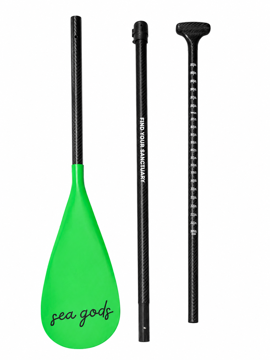 3 Piece Green Carbon Fiber SUP Paddle